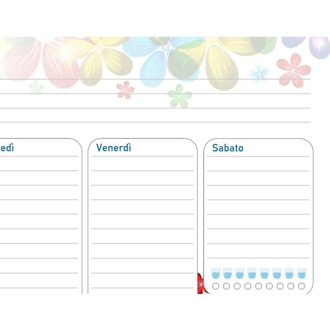 Planning settimanale perpetuo spiralato 21x30cm A4 55pagine 55fogli colorato fiori 4