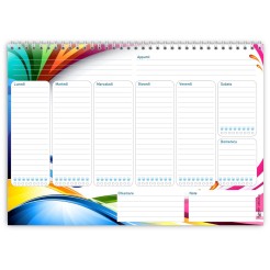 Planning settimanale perpetuo spiralato 21x30cm A4 55pagine 55fogli colorato dipinto 2