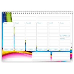 Planning settimanale perpetuo spiralato 21x30cm A4 55pagine 55fogli colorato arcobaleno 2
