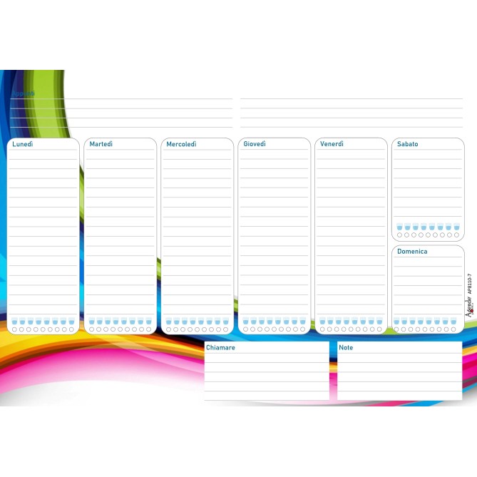 Planning settimanale perpetuo spiralato 21x30cm A4 55pagine 55fogli colorato arcobaleno 3
