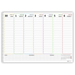 Planning settimanale A3 COLORS spiralato 30x42cm  DATATO orario 55fogli 1