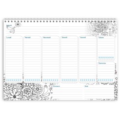 Planning settimanale perpetuo spiralato 21x30cm A4 55pagine 55fogli colorato flowers 2