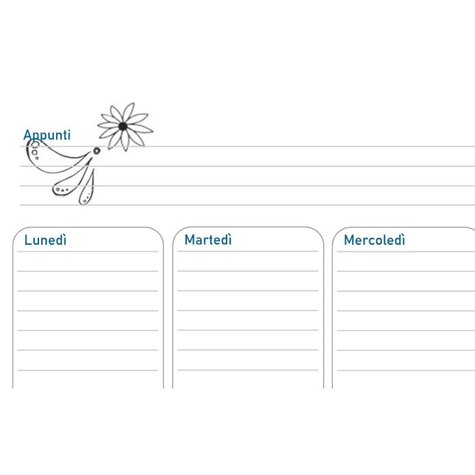 Planning settimanale perpetuo spiralato 21x30cm A4 55pagine 55fogli colorato flowers 3