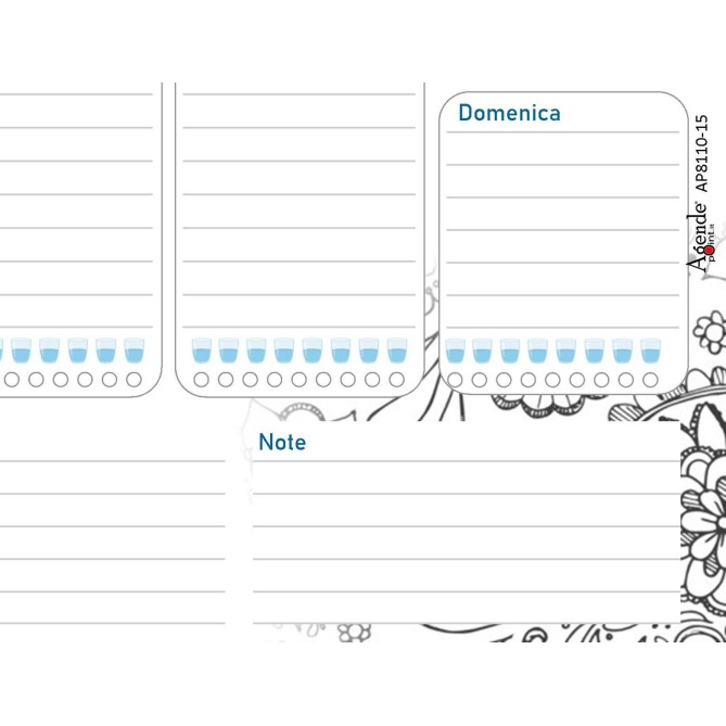 Planning settimanale perpetuo spiralato 21x30cm A4 55pagine 55fogli colorato flowers 4