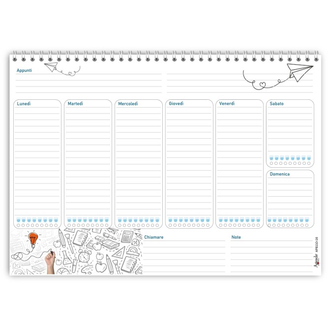 Planning settimanale perpetuo spiralato 21x30cm A4 55pagine 55fogli colorato carta 2