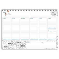Planning settimanale perpetuo spiralato 21x30cm A4 55pagine 55fogli colorato business 2