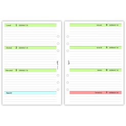 Ricambio agenda organizer settimanale GREEN 15x21cm A5 90gr 6fori 3
