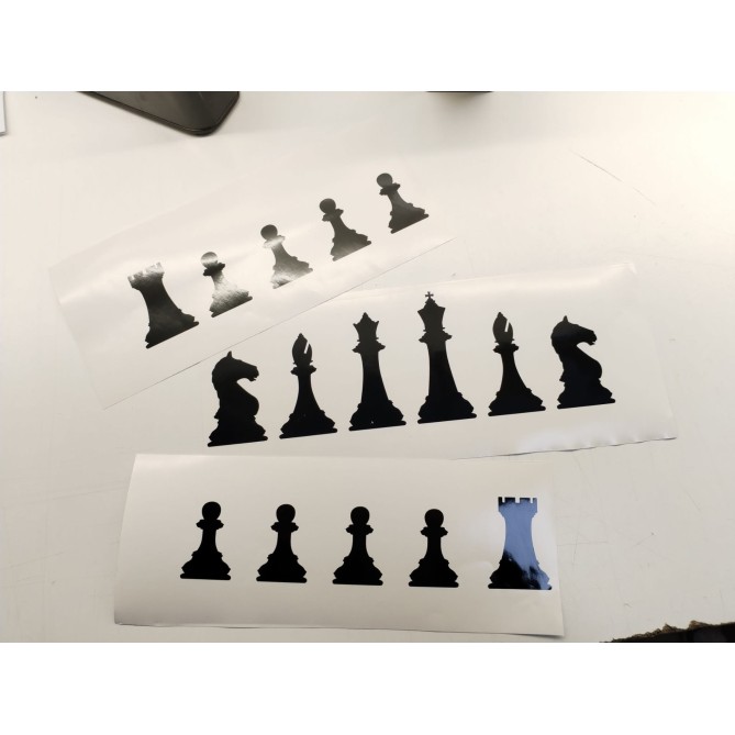 Set 16 Scacchi In Pvc Nero Adesivi Per Decorare 5