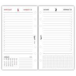 Ricambio agenda organizer giornaliera a righe 9,5x17cm 80gr 6fori bianco 1
