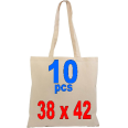 Borsa Shopper Cotone Naturale 10 Pezzi 38x42cm Alta Qualità Riutilizzabili Con Manici 3