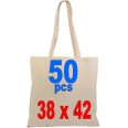 Borsa Shopper Cotone Naturale 50 Pezzi 38x42cm Alta Qualità Riutilizzabili Con Manici 2