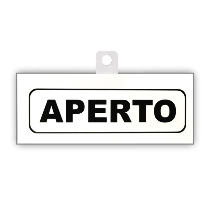 Cartello Aperto Chiuso Big Classic In Pvc Bianco 20x8cm Nero Bifacciale Con Ventosa Inclusa 4