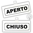 Cartello Aperto Chiuso Big Classic In Pvc Bianco 20x8cm Nero Bifacciale Con Ventosa Inclusa 5