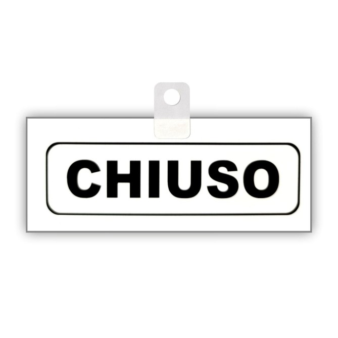 Cartello Aperto Chiuso Big Classic In Pvc Bianco 20x8cm Nero Bifacciale Con Ventosa Inclusa 6