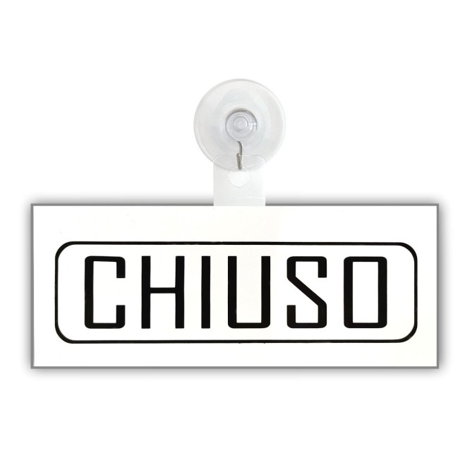 Cartello Aperto Chiuso Big Agency In Pvc Bianco 20x8cm Nero Bifacciale Con Ventosa Inclusa 2