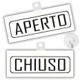 Cartello Aperto Chiuso Big Agency In Pvc Bianco 20x8cm Nero Bifacciale Con Ventosa Inclusa 3