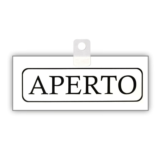 Cartello Aperto Chiuso Big Mt In Pvc Bianco 20x8cm Nero Bifacciale Con Ventosa Inclusa 1