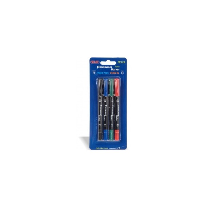Kit 4 Pennarelli Indelebili Con Doppia Punta In 4 Colori 3