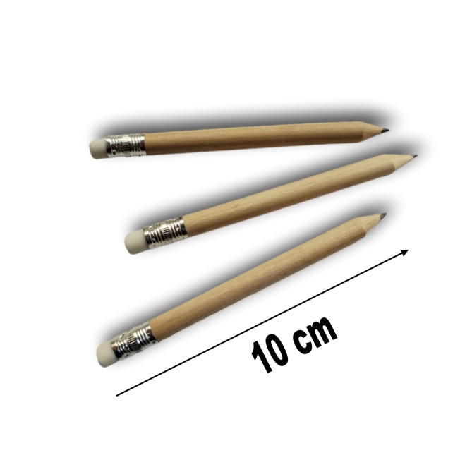 50 Matite Mini In Legno Naturale Grafite Hb 50 Pezzi Con Gommino Colore Naturale 6