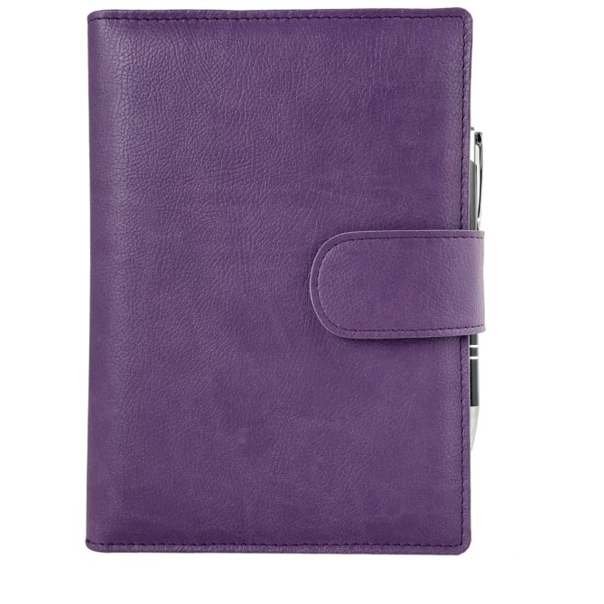 Agenda giornaliera 2026 similpelle chiusura fibbia 15x21cm A5 sab dom separati tasca porta penna multilingua viola 2