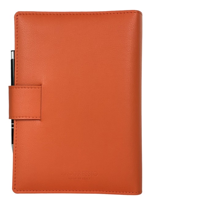 Agenda giornaliera 2026 similpelle chiusura fibbia 15x21cm A5 sab dom separati tasca porta penna multilingua arancione 2