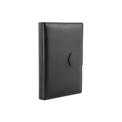 Agenda giornaliera 2026 similpelle chiusura fibbia 15x21cm A5 sab dom separati tasca porta penna multilingua nera 7 2