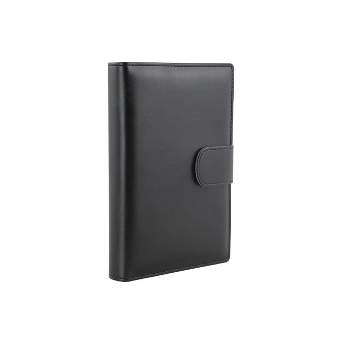 Agenda giornaliera 2026 similpelle chiusura fibbia 15x21cm A5 sab dom separati tasca porta penna multilingua nera 2