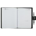 Agenda giornaliera 2026 similpelle chiusura fibbia 15x21cm A5 sab dom separati tasca porta penna multilingua nera 3