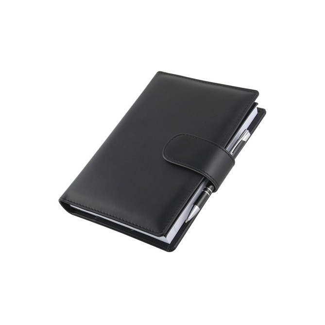 Agenda giornaliera 2026 similpelle chiusura fibbia 15x21cm A5 sab dom separati tasca porta penna multilingua nera 4