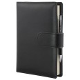 Agenda giornaliera 2026 similpelle chiusura fibbia 15x21cm A5 sab dom separati tasca porta penna multilingua nera 7