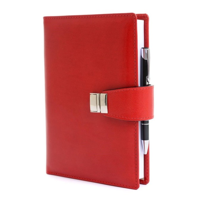 Agenda giornaliera 2026 vera pelle "ELEGANT" con chiusura fibbia 15x21cm A5  rosso 1