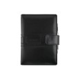 Agenda giornaliera 2026 vera pelle chiusura fibbia 15x21cm A5 sab dom separati tasca porta penna multilingua nera 2