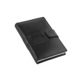 Agenda giornaliera 2026 vera pelle chiusura fibbia 15x21cm A5 sab dom separati tasca porta penna multilingua nera 4