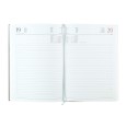 Agenda giornaliera 2026 vera pelle chiusura fibbia 15x21cm A5 sab dom separati tasca porta penna multilingua nera 9