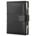 Agenda giornaliera 2026 vera pelle chiusura fibbia 15x21cm A5 tasca porta penna multilingua nero 1
