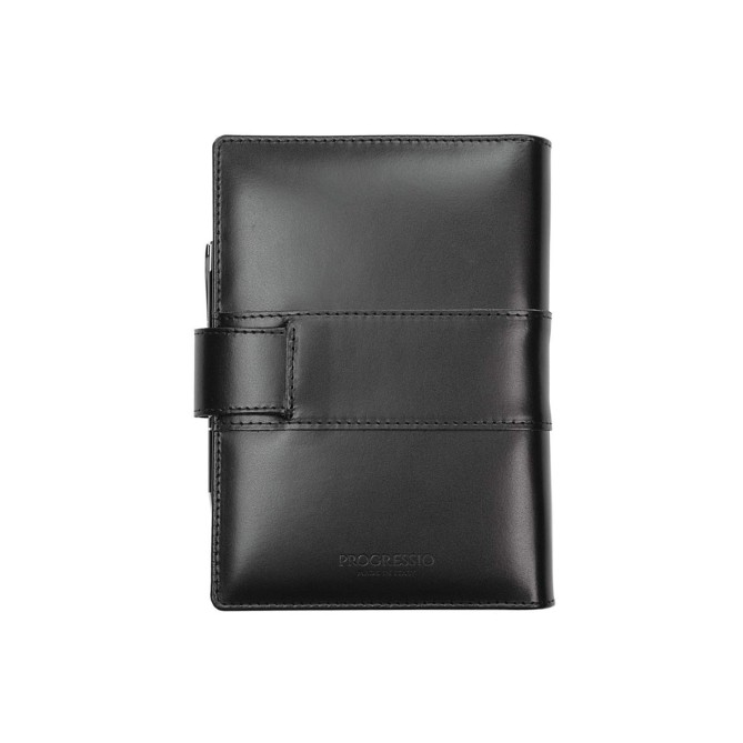 Agenda giornaliera 2026 vera pelle chiusura fibbia 15x21cm A5 tasca porta penna multilingua nero 3