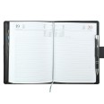 Agenda giornaliera 2026 vera pelle chiusura fibbia 15x21cm A5 tasca porta penna multilingua nero 7
