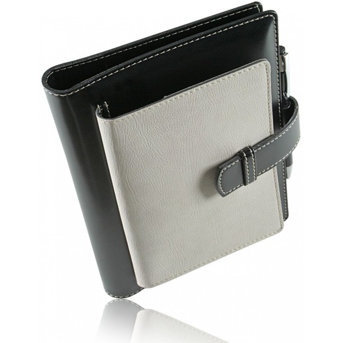 Agenda giornaliera 2026 similpelle chiusura fibbia 15x21cm A5 sab dom separati tasca porta penna multilingua beige nero 2