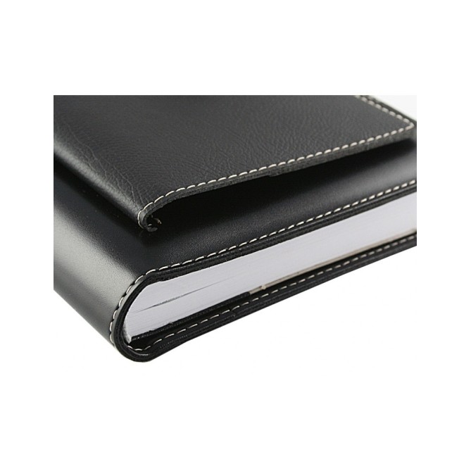 Agenda giornaliera 2026 similpelle chiusura fibbia 15x21cm A5 sab dom separati tasca multilingua nero 3