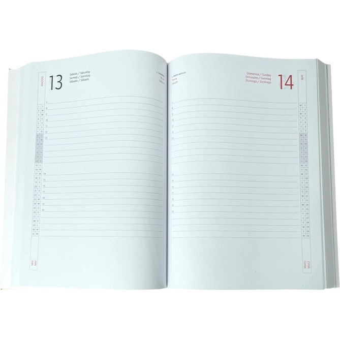 Ricambio agenda giornaliero 2026,15x21, copertina in similpelle, sabato e domenica separati beige 3