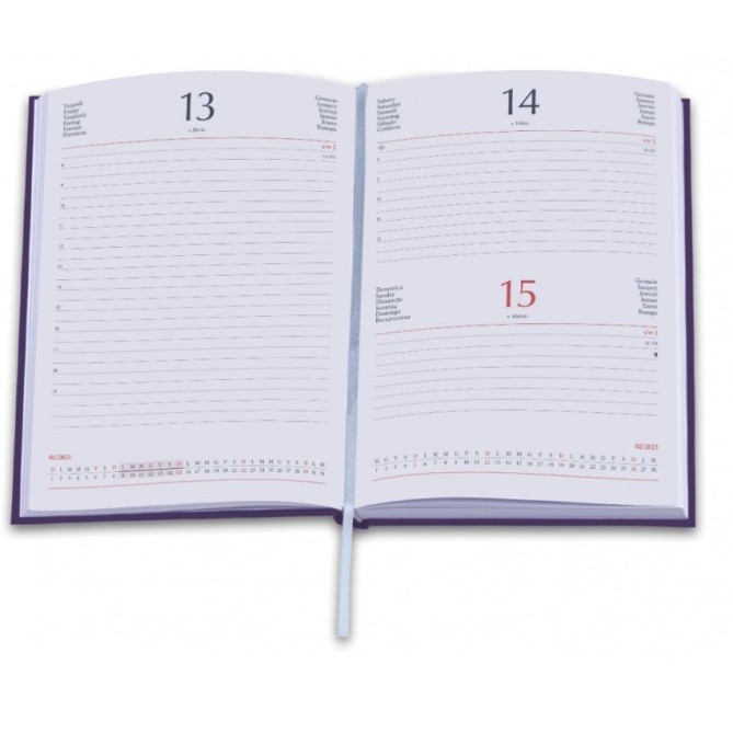 Ricambio agenda blocco fisso giornaliera a righe similpelle 2026 11x17cm 80gr sab dom insiemenero 3