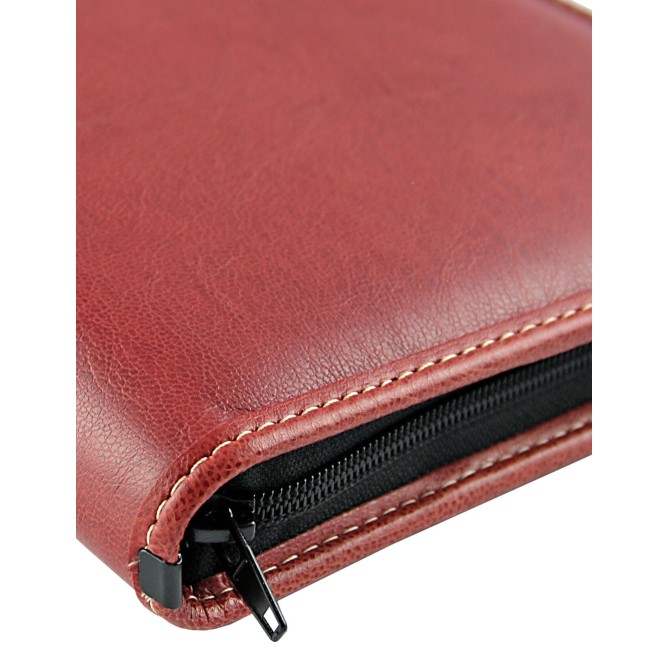 Agenda giornaliera 2026 similpelle chiusura zip 17x24cm sab dom separati tasca porta penna multilingua bordeaux 4