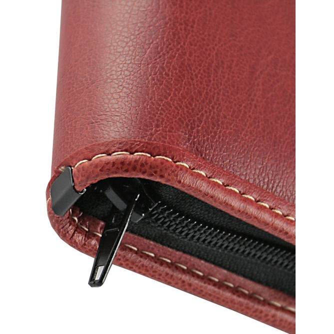 Agenda giornaliera 2026 similpelle chiusura zip 17x24cm sab dom separati tasca porta penna multilingua bordeaux 5