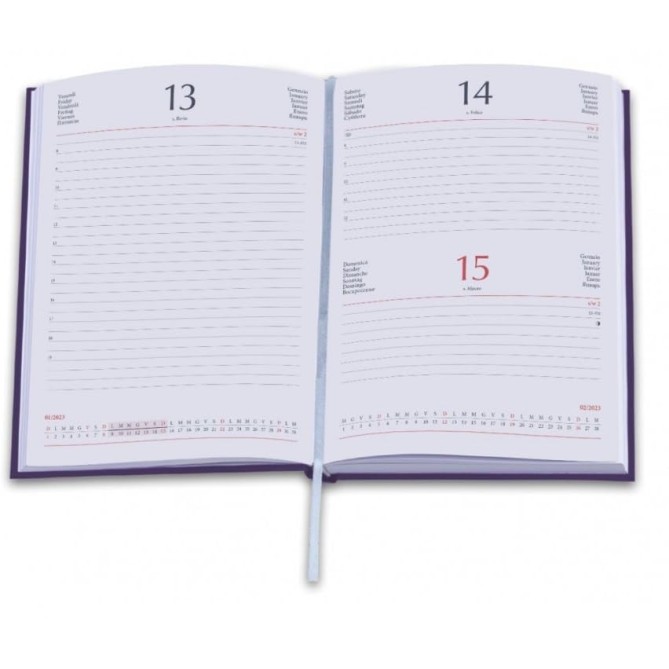Agenda giornaliera tascabile 2026 similpelle chiusura bottone 11x17cm tasca porta penna nero 3