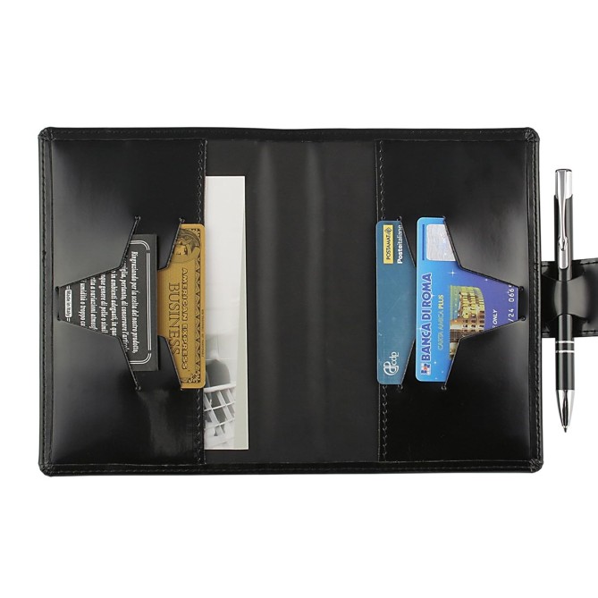 Agenda giornaliera tascabile 2026 similpelle chiusura bottone 11x17cm tasca porta penna nero 4