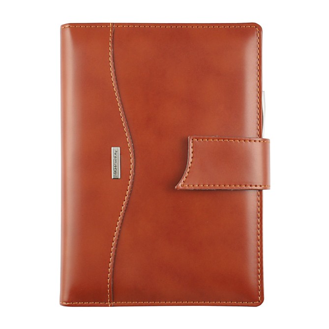 Agenda giornaliera settimanale tascabile 2026 similpelle chiusura bottone 11x17cm tasca porta penna marrone 3