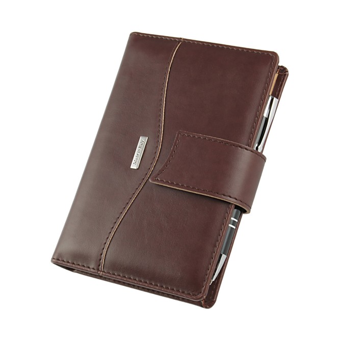 Agenda giornaliera tascabile 2026 similpelle chiusura bottone 11x17cm tasca testa di moro 1