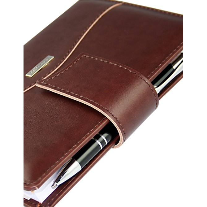 Agenda giornaliera tascabile 2026 similpelle chiusura bottone 11x17cm tasca testa di moro 2