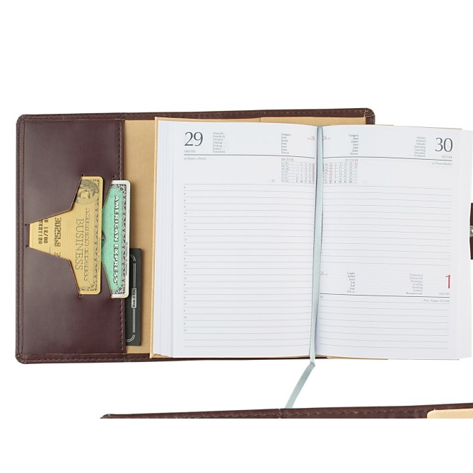 Agenda giornaliera tascabile 2026 similpelle chiusura bottone 11x17cm tasca testa di moro 3