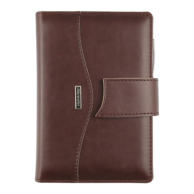 Agenda giornaliera tascabile 2026 similpelle chiusura bottone 11x17cm tasca testa di moro 6